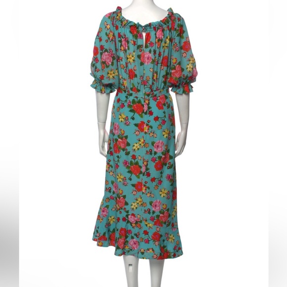 Saloni Grace Floral Off the Shoulder Silk Midi Dress NWOT - Picture 8 of 9